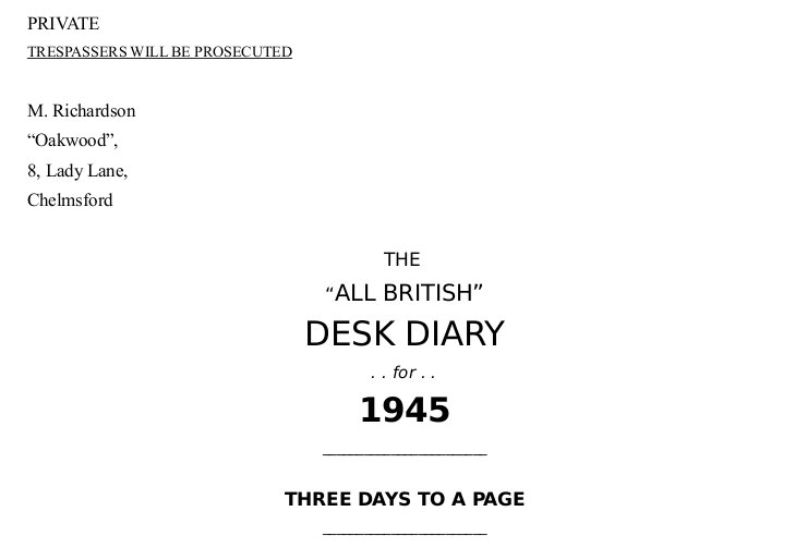 Diary Front Page