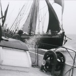 'Spinaway C' coming up astern of 'Memory' in the 1963 Blackwater Match